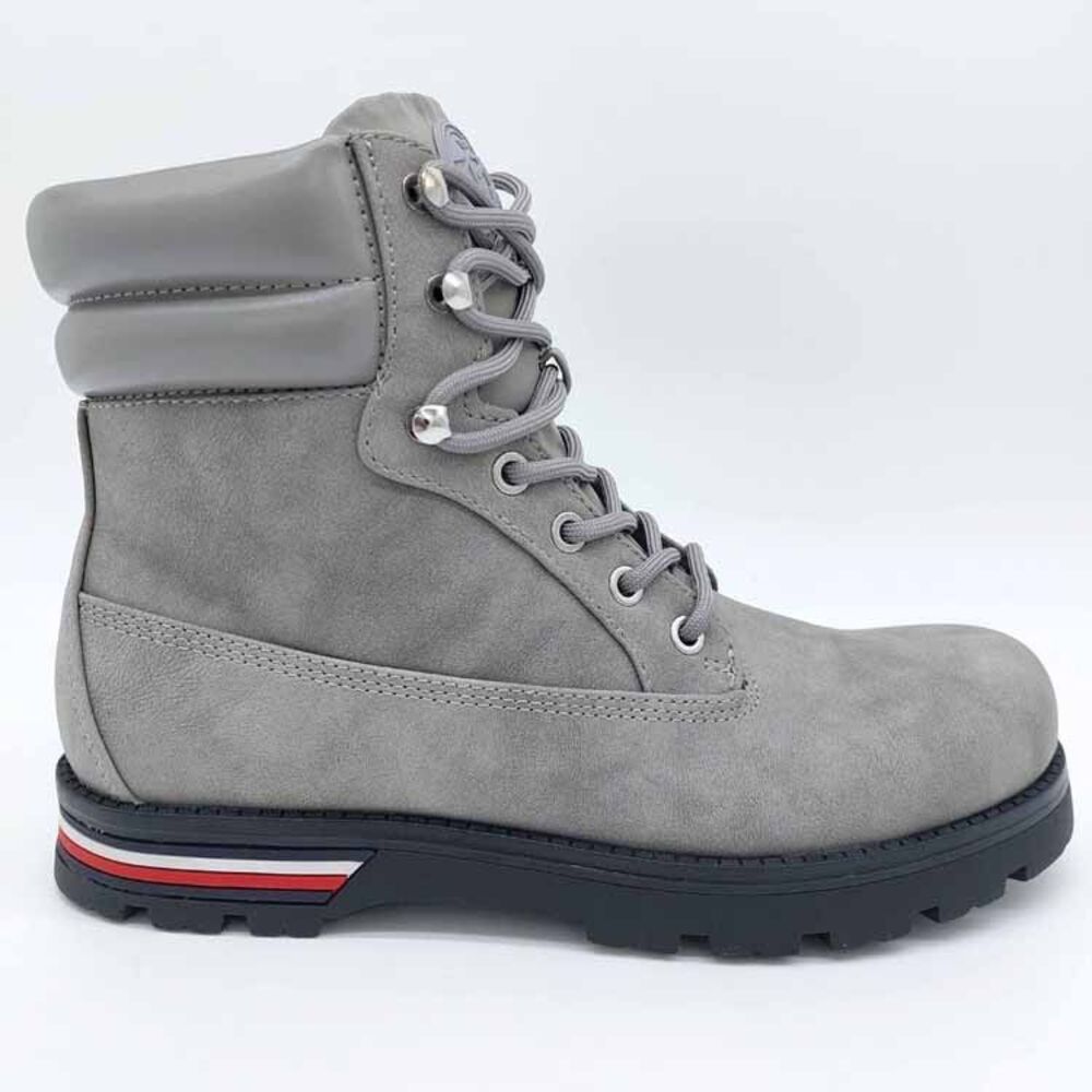 Tommy Hilfiger TW Melise Womens 8M Gray Faux Suede Lace Up Lug Sole Boots